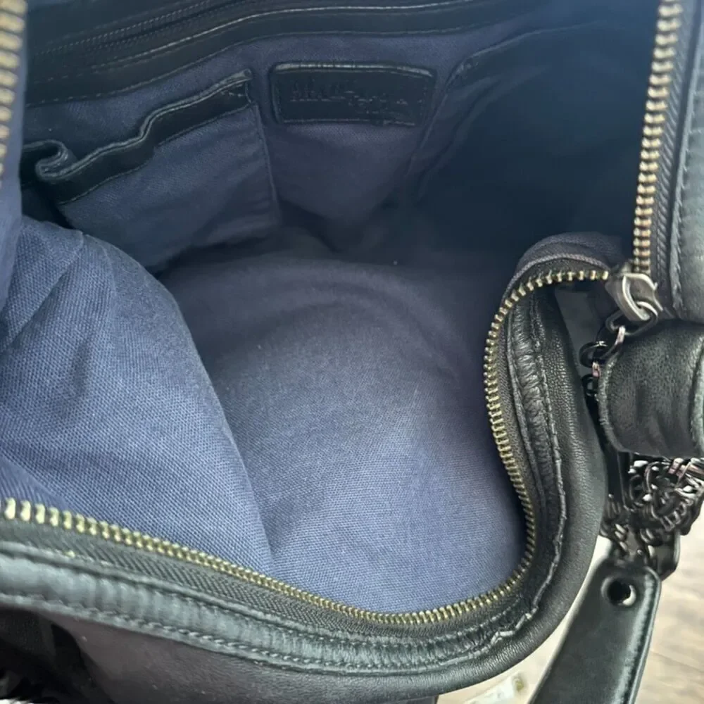 Cole Haan x Maria Sharapova Leather Women's Hobo Bag Black‎ Chain Strap Moto